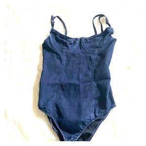 Dark blue jean body suit